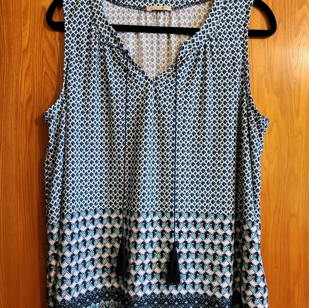 Tahiti Tie Neck Knit Top by Beacon 1X